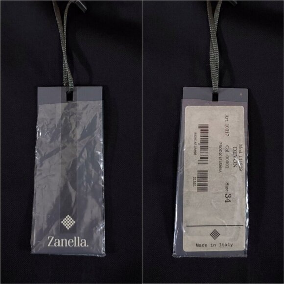 *READ DESC* NWT Zanella Mens Size 34 Devon Black 100% Wool Pants Made in Italy - Picture 2 of 13